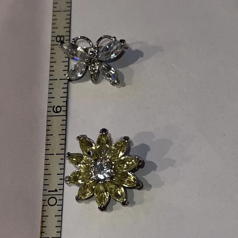 Rhinestone Brooch Butterfly and Flower women’s vintage